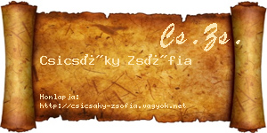 Csicsáky Zsófia névjegykártya